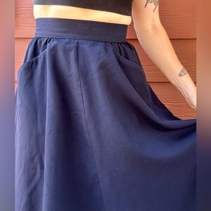 Vintage, 100% Wool, Mid Length Dark Navy Skirt